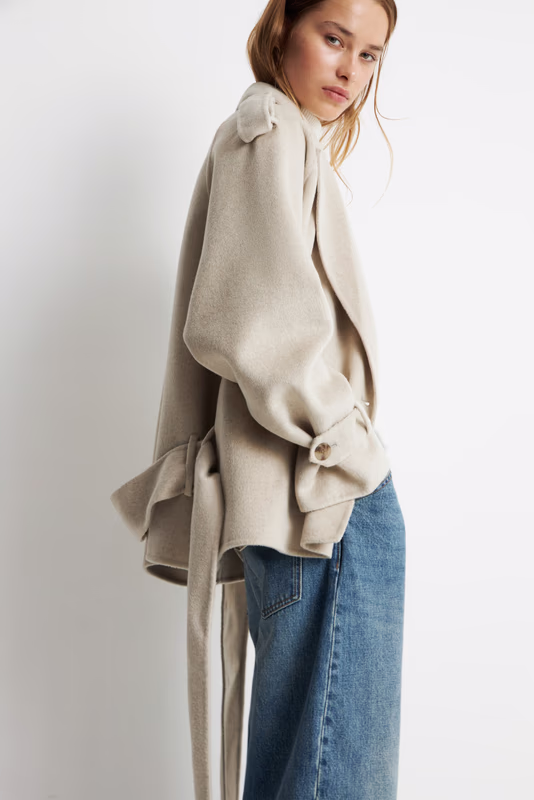 Полушерстяное пальто-тренч ручной работы LIME