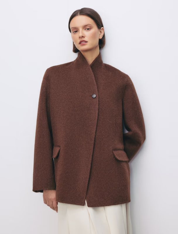 Двубортный жакет-пальто из шерсти IDOL