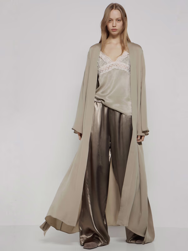 Длинное кимоно из атласа с поясом LIME