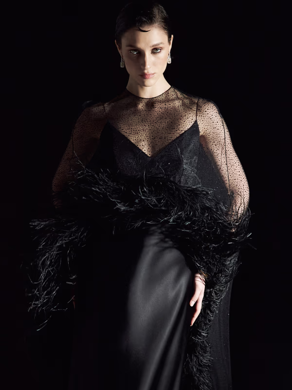 Накидка с боа YANA