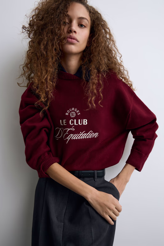 Хлопковый свитер с вышивкой LIME