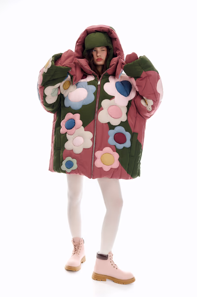 Пуховик Цветочная бомба укороченный COMMODE
