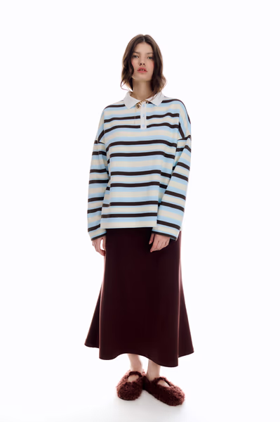 Лонгслив-поло с контрастным воротником COMMODE