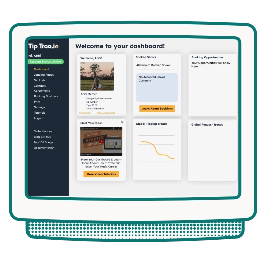 TipTree.io's dashboard design. 