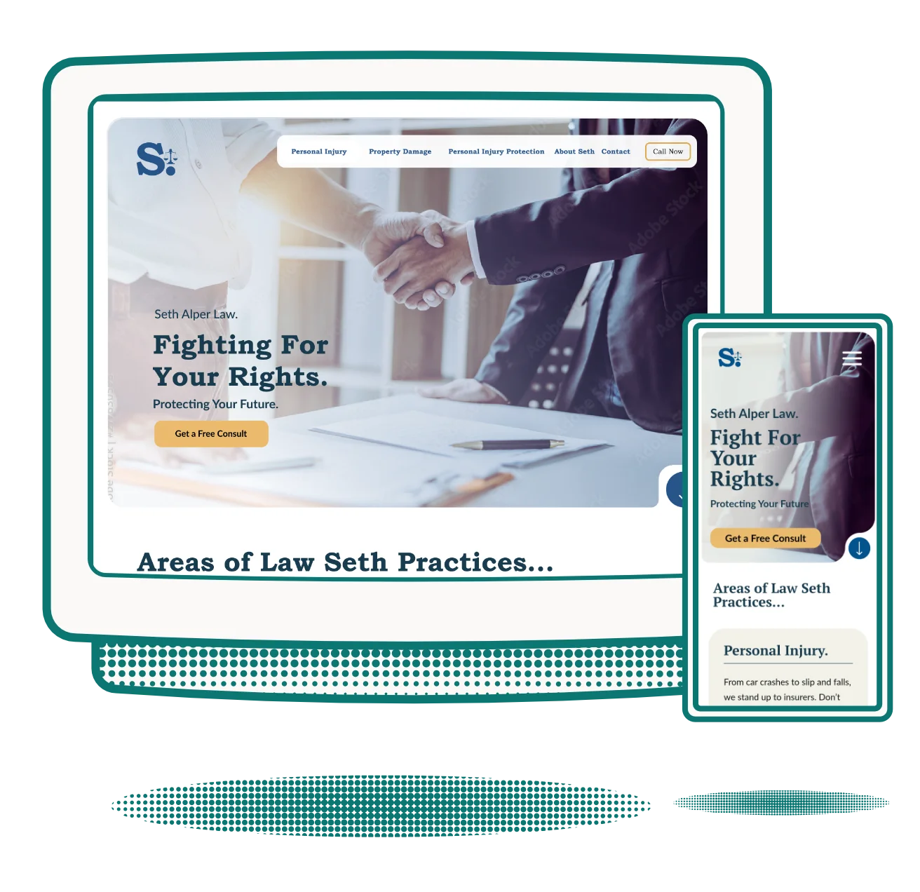 The Desktop and Mobile Design for Seth Alper PA located in Florida.