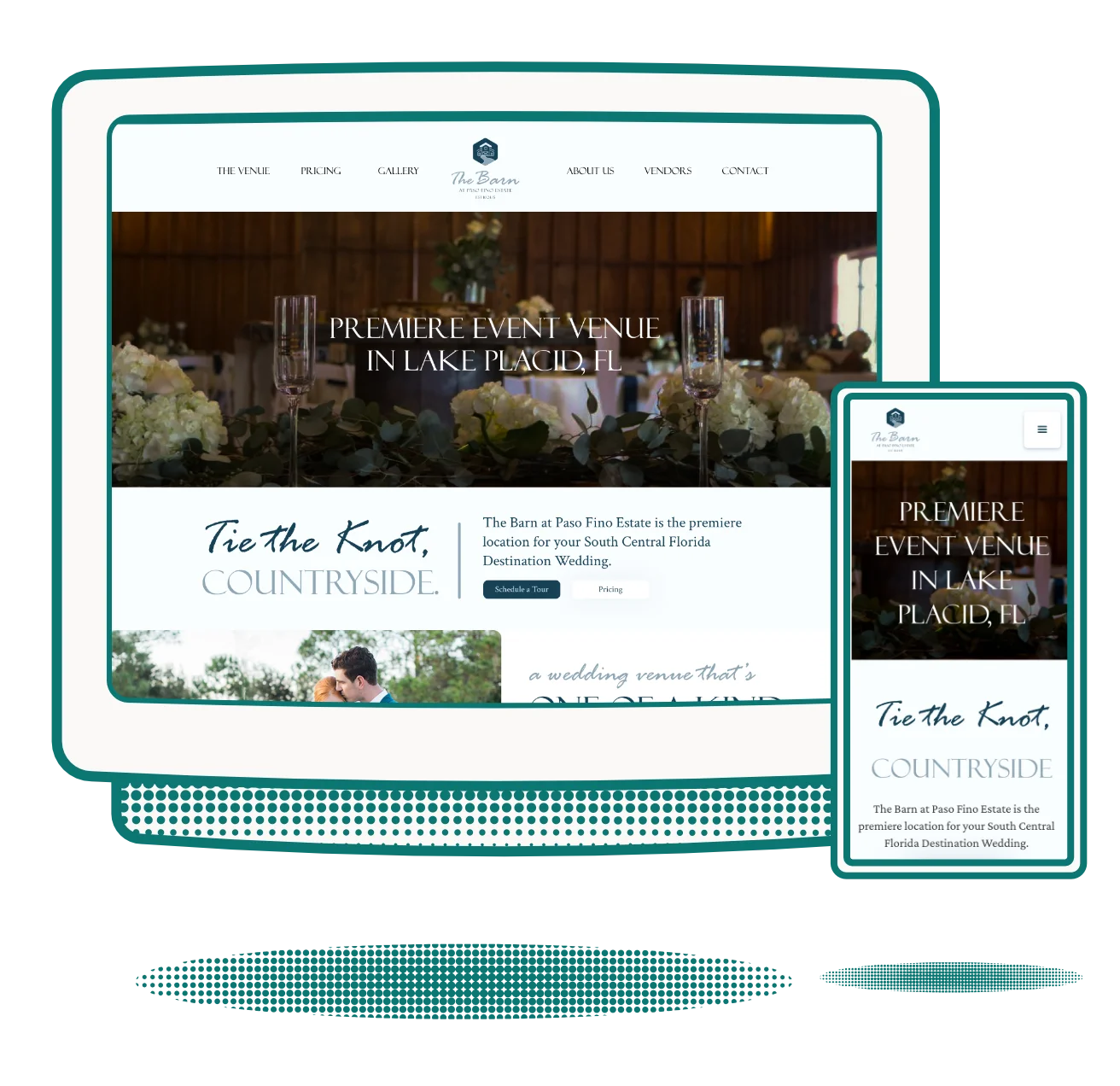The desktop and mobile design for the Barn at Paso Fino Estates in Lake Placid, Florida.
