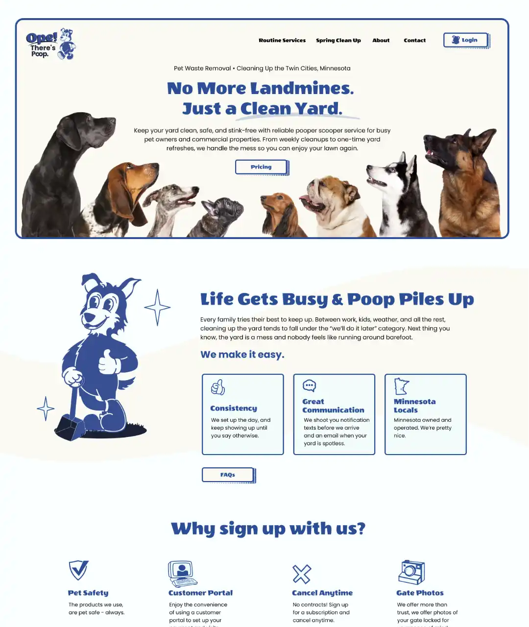 Ope! There's Poop homepage website design by AMUX Designs