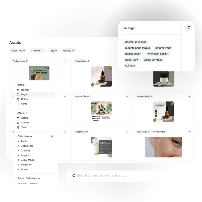 BrandLife’s interface shows various product images and Instagram posts