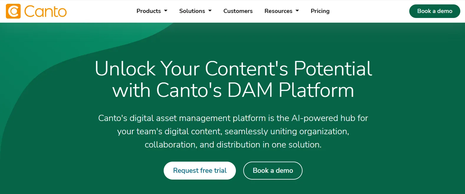 The Canto website's hero section