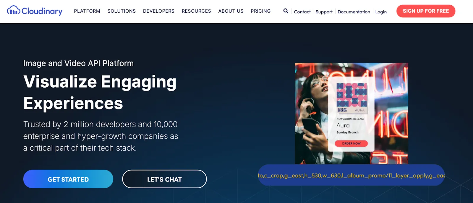 Cloudinary DAM homepage