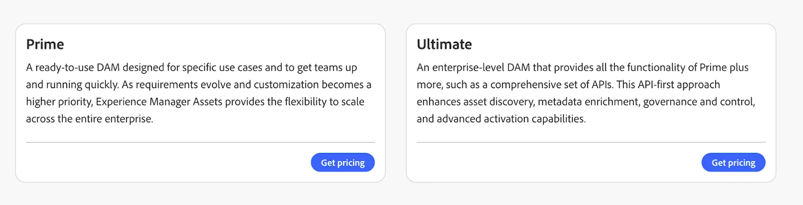 AEM PRICING page screenshot