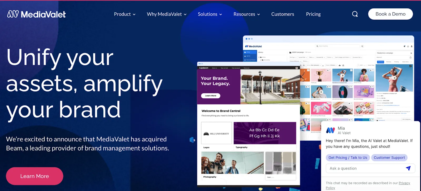 MediaValet’s homepage