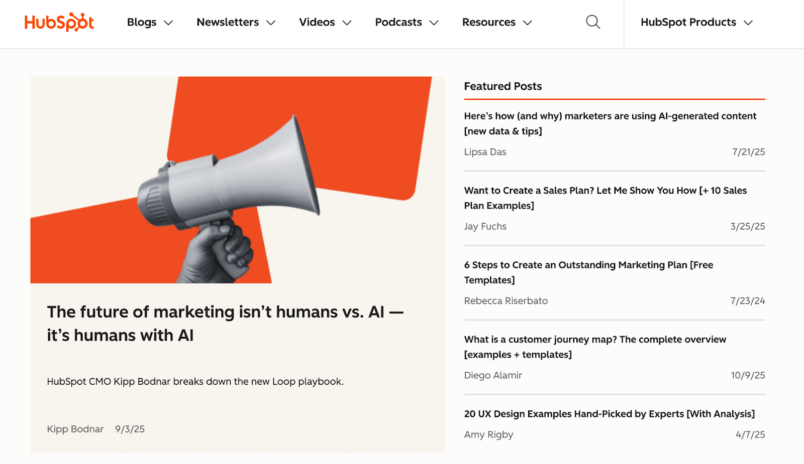 Blog article example by HubSpot