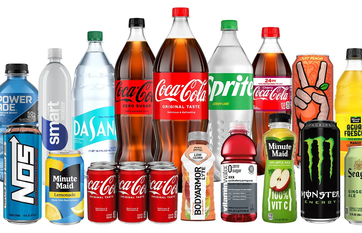 Coco cola multiple products in multiple branding