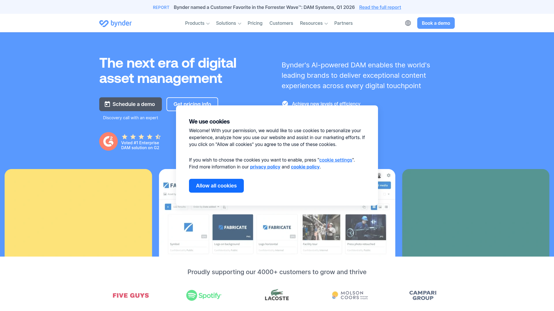 Bynder homepage