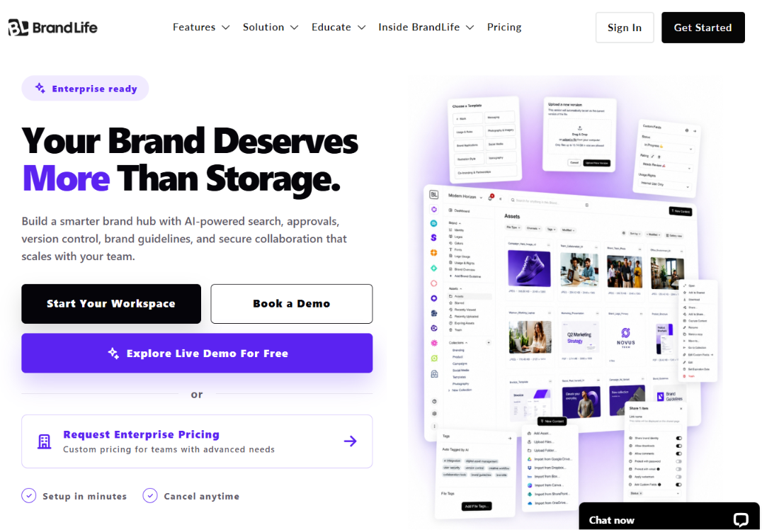 A screenshot of BrandLife's webpage