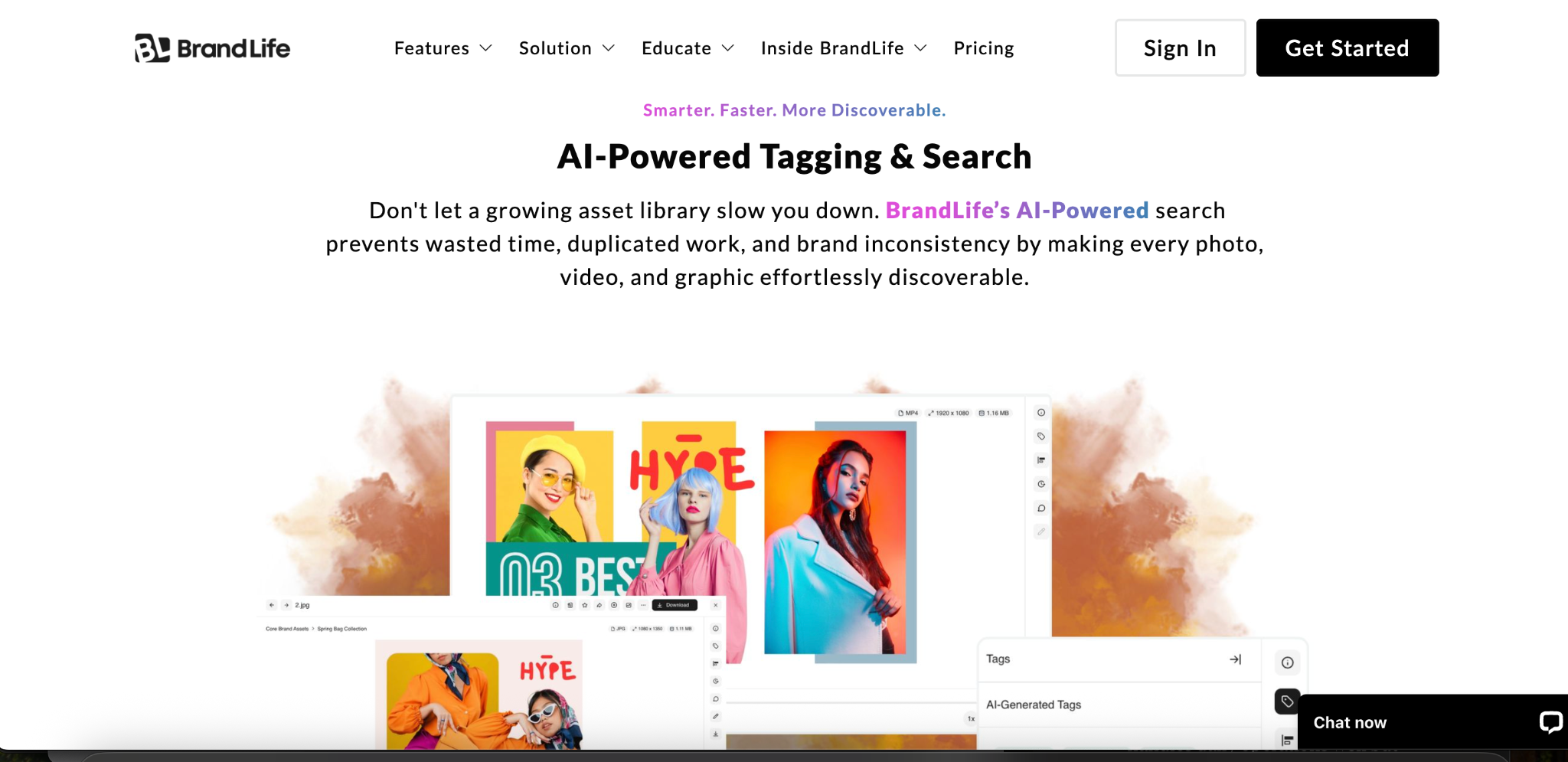 An image showing BrandLife’s AI-powered tagging & search feature