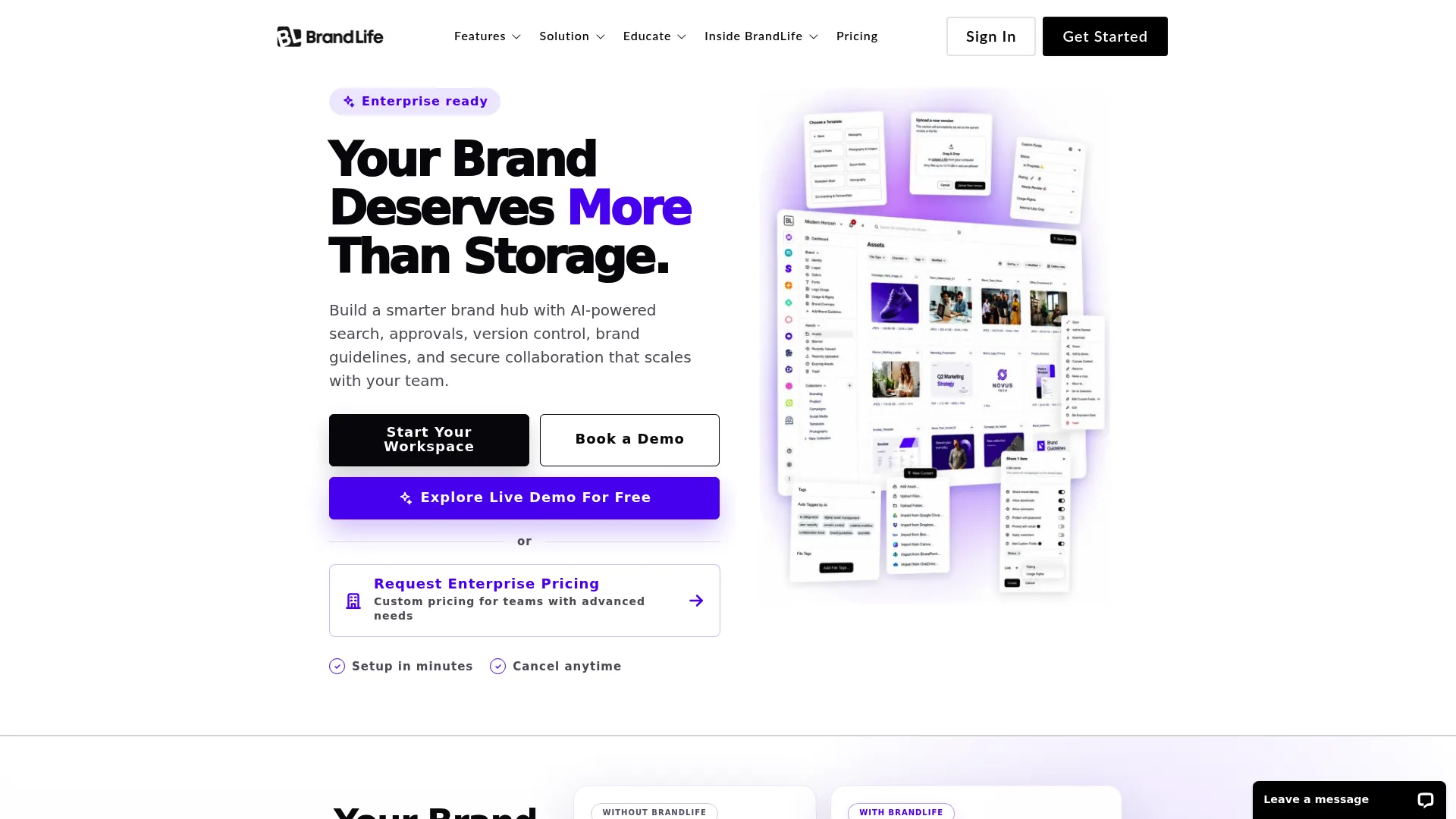 BrandLife brand asset management platform homepage