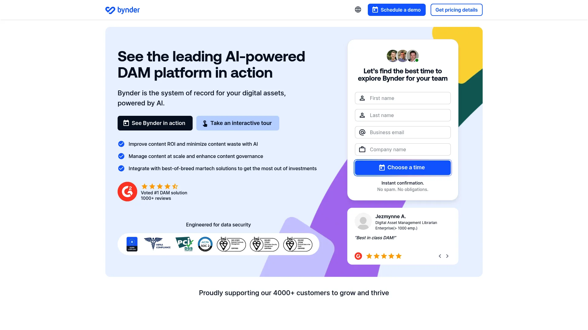 Bynder digital asset management product page