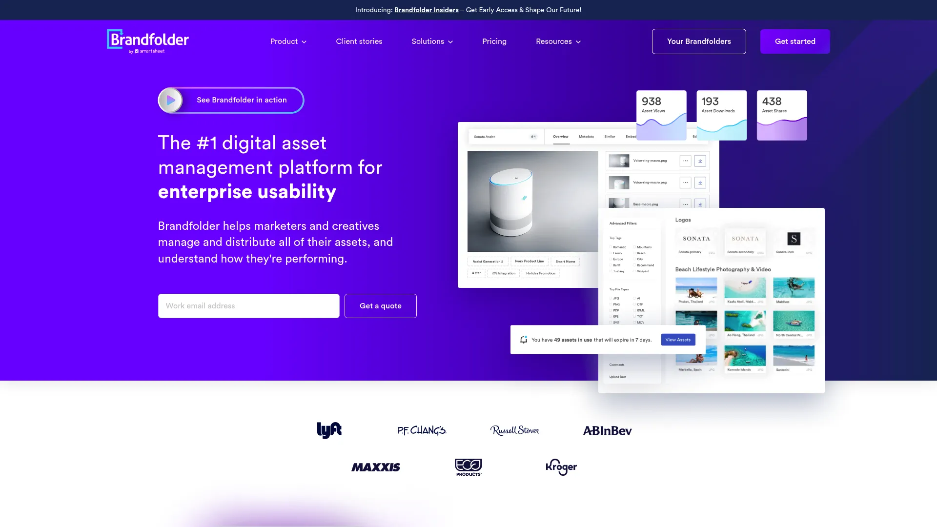 Brandfolder digital asset management homepage