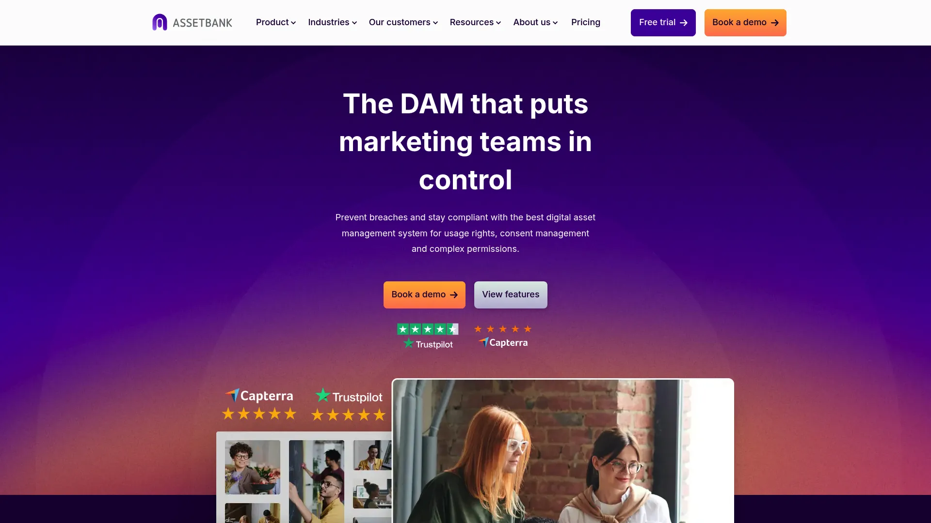 Asset Bank digital asset management homepage