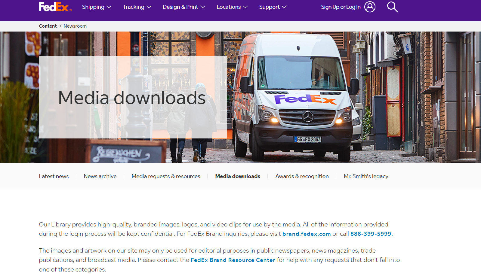 An image showing Fedex’s brand site