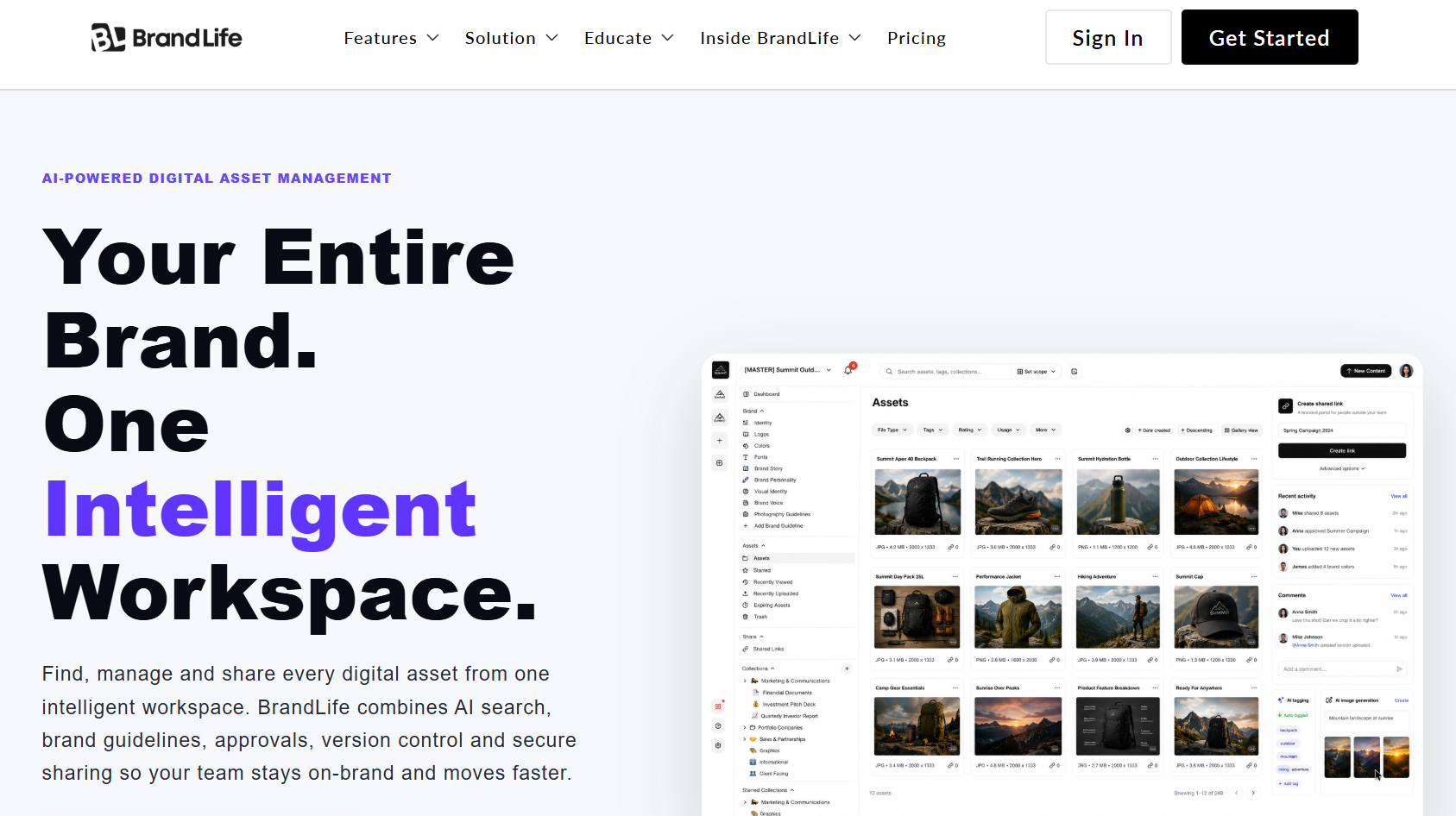 An image showing BrandLife’s homepage