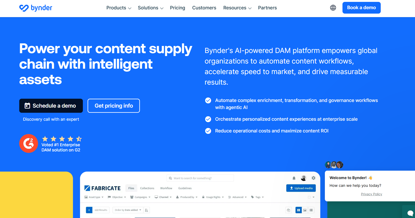 An image showing Bynder’s homepage