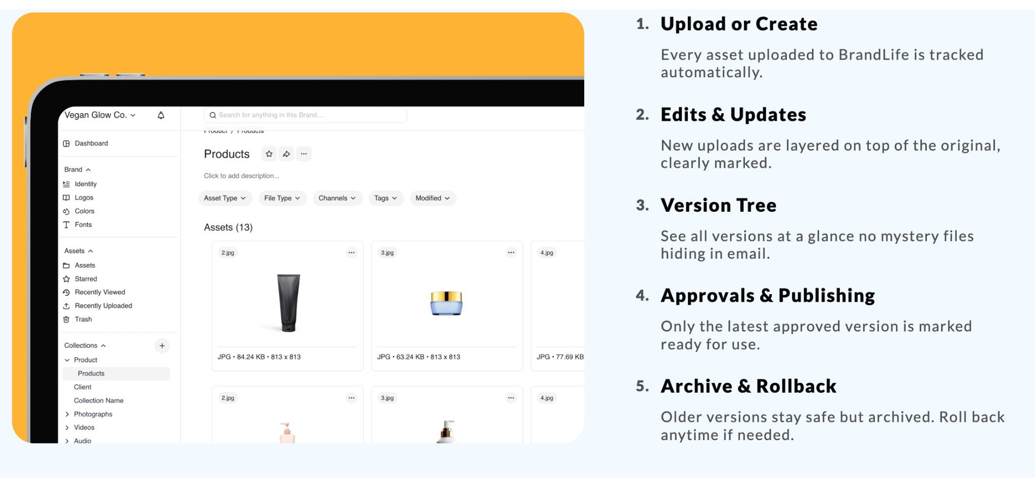 An image showing how BrandLife’s version control works