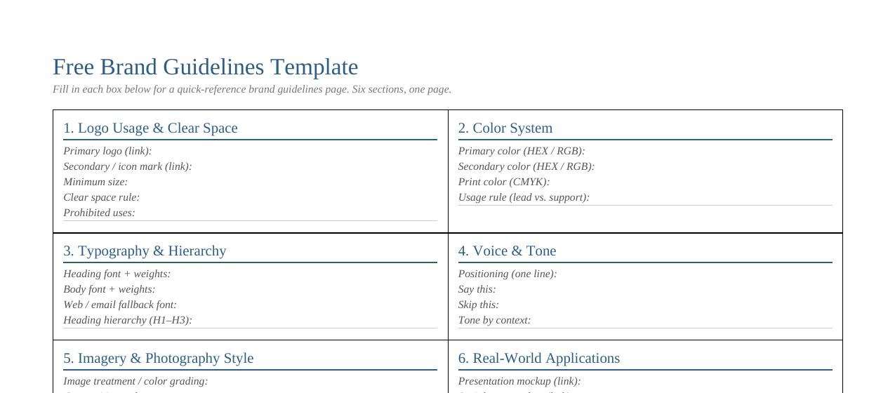 A brand guide template