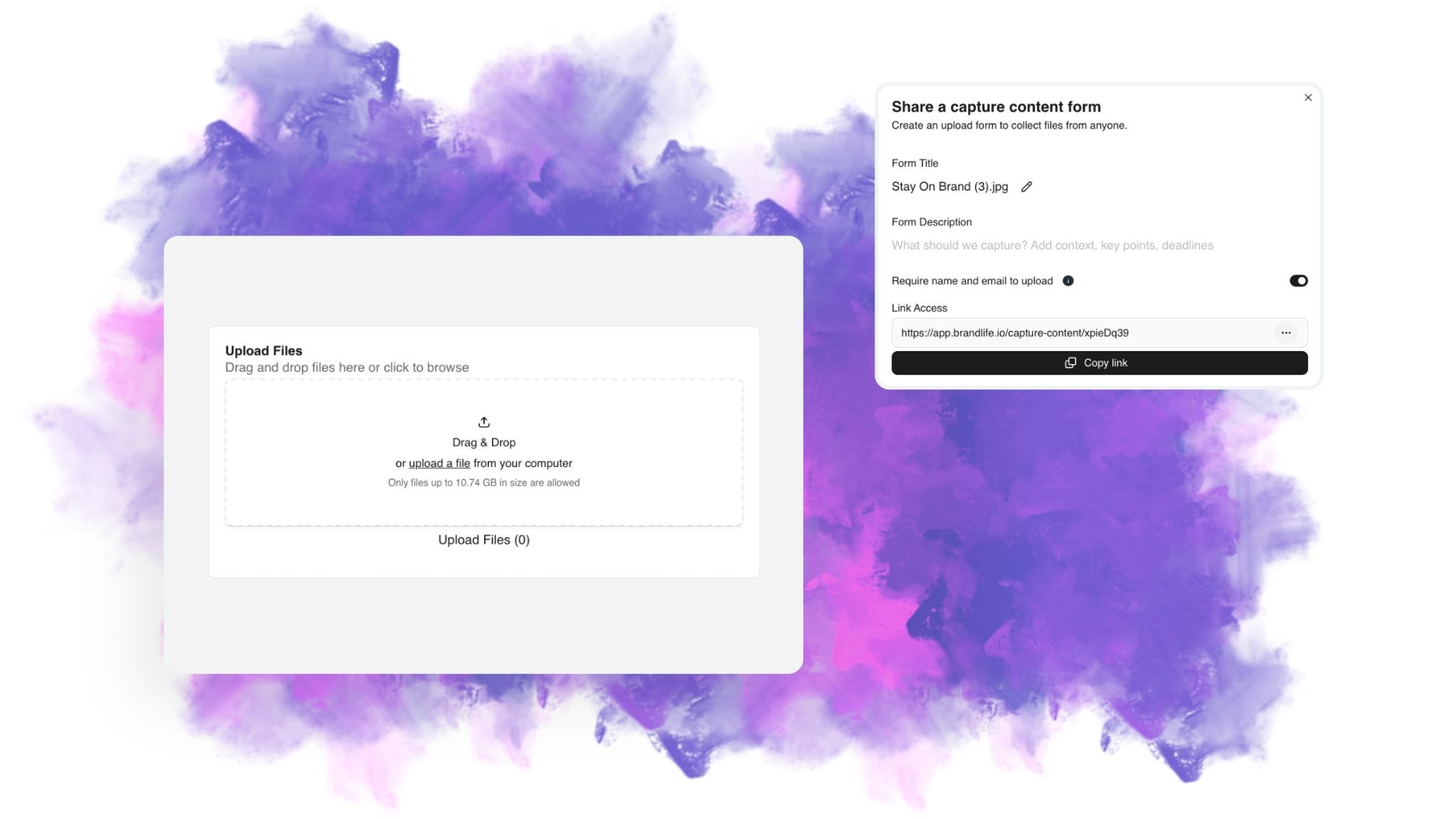 An image showing the capture content feature in BrandLife