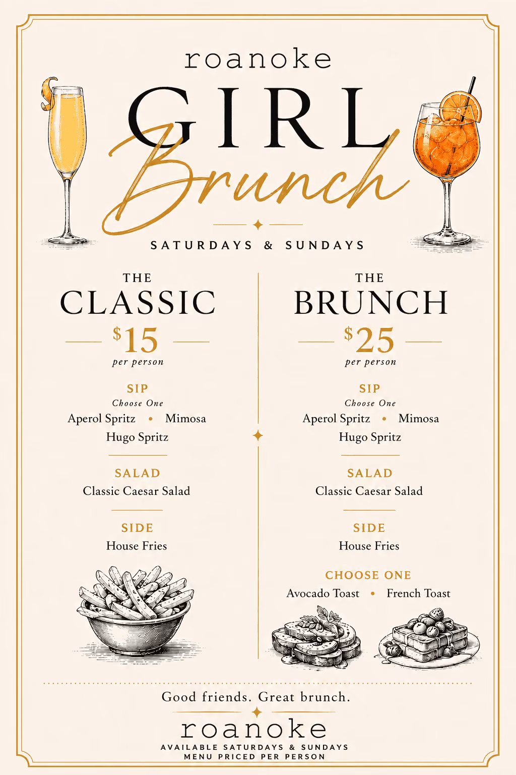 Girl Brunch at Roanoke restaurant