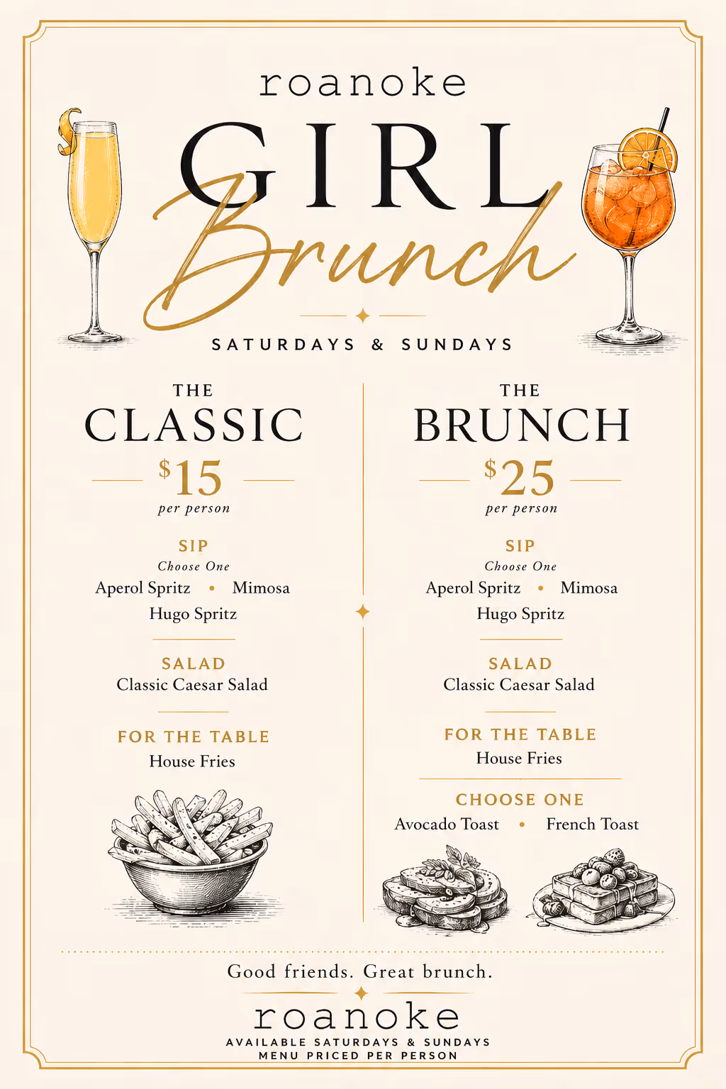 Girl Brunch at Roanoke restaurant