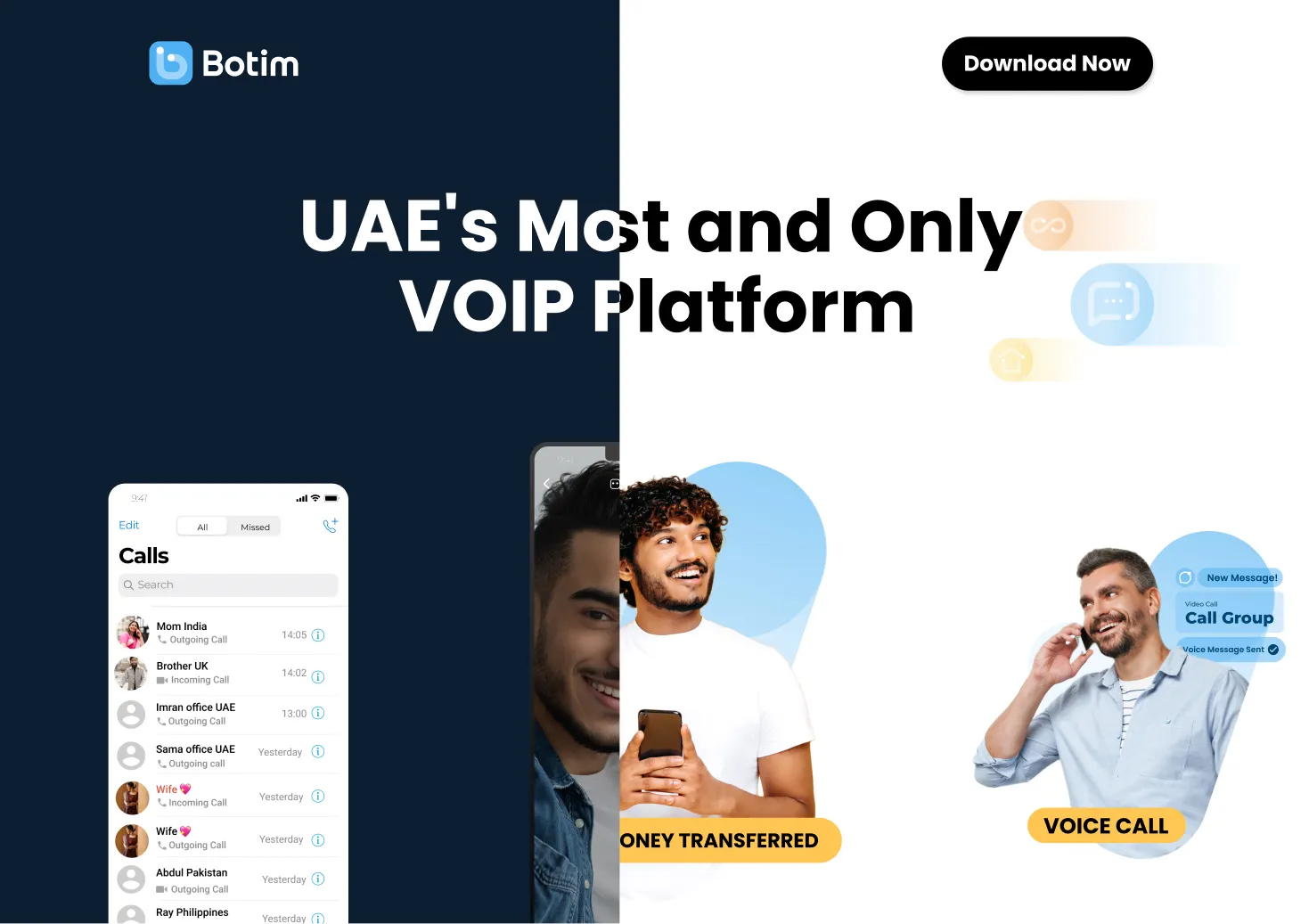 a man holding a cell phone next to another man