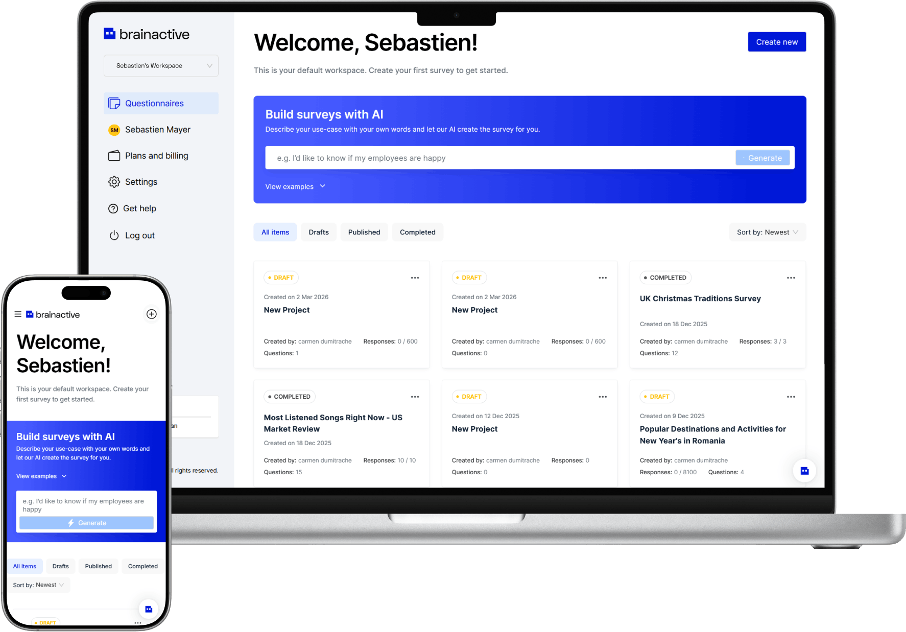 Build better surveys, faster with Brainactive
