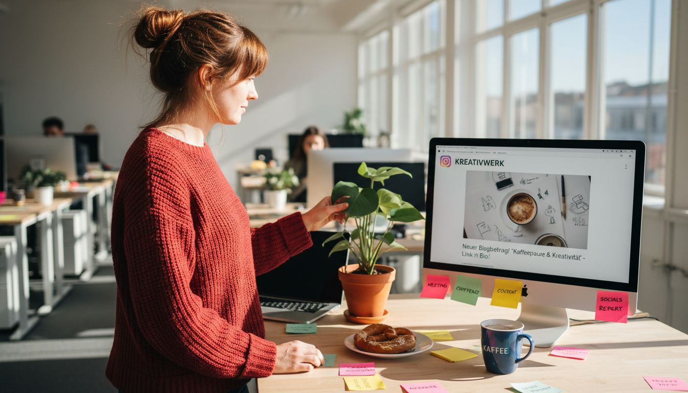 Das Marketing-Team stellt sorgfältig Beiträge zum Thema Arbeitgebermarke zusammen.