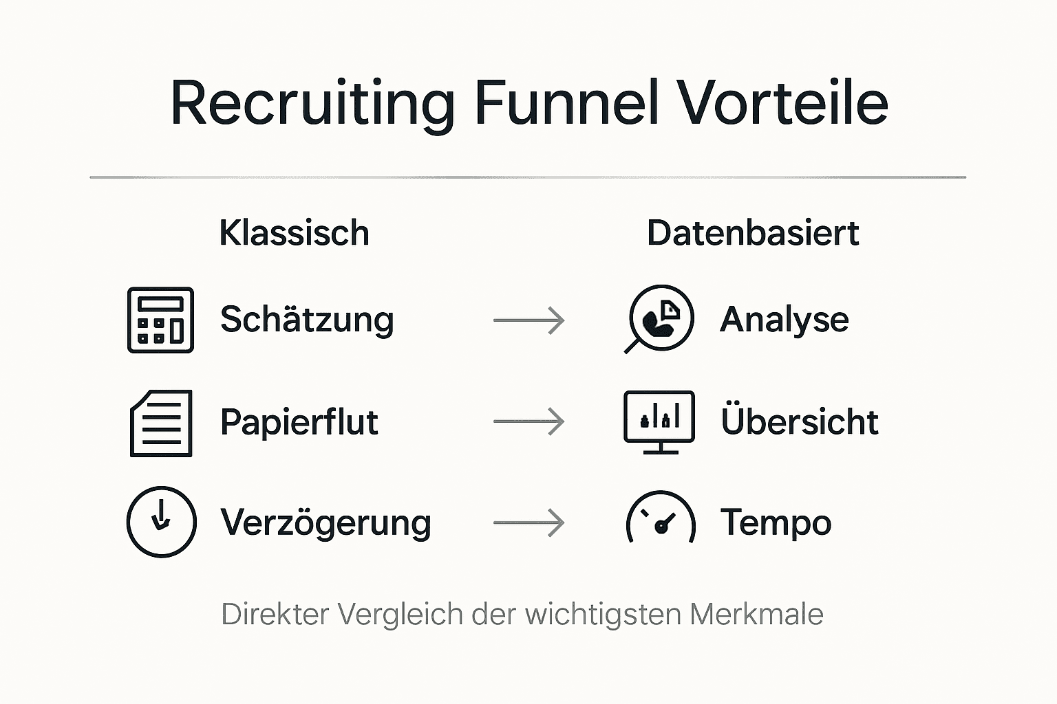 Infografik: Klassischer Recruiting-Funnel im Vergleich zur datengetriebenen Variante