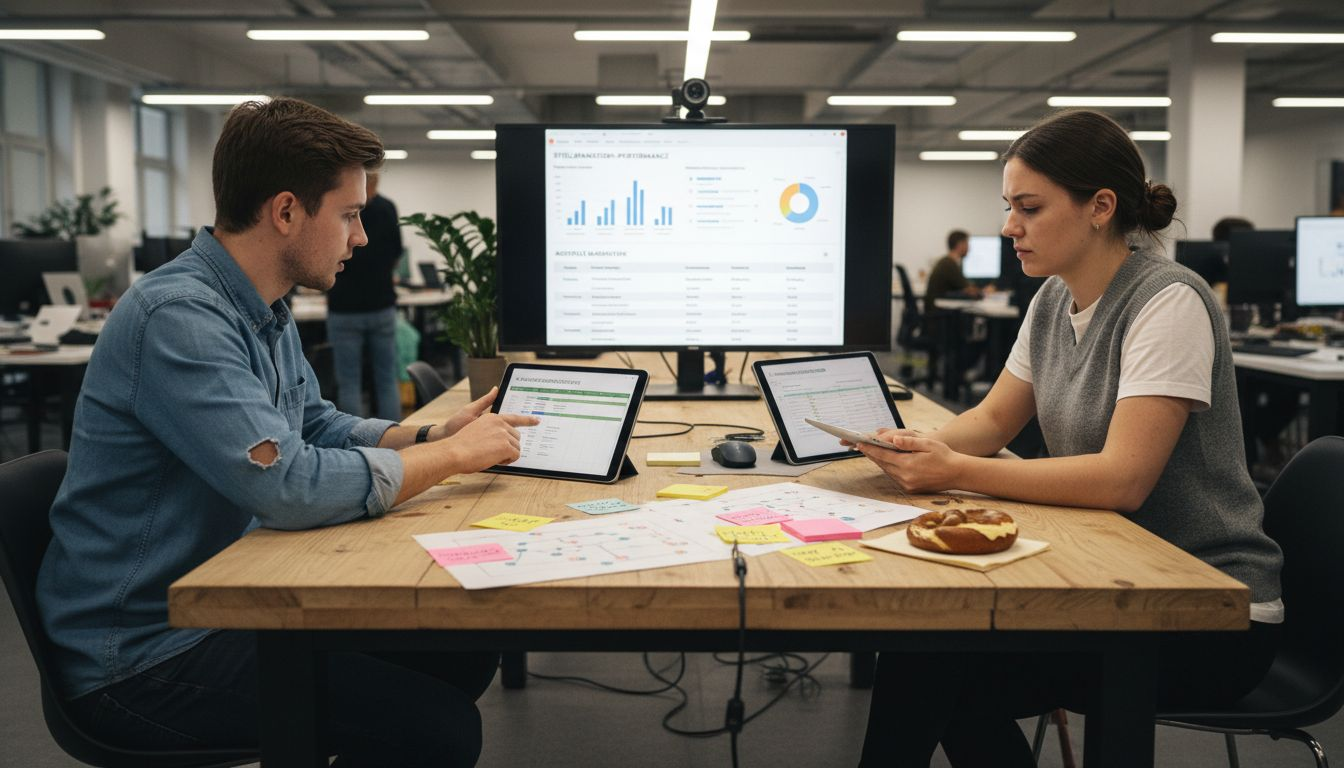 Ein engagiertes Recruiting-Team arbeitet Hand in Hand mit moderner Technologie, um gemeinsam die besten Talente zu gewinnen.