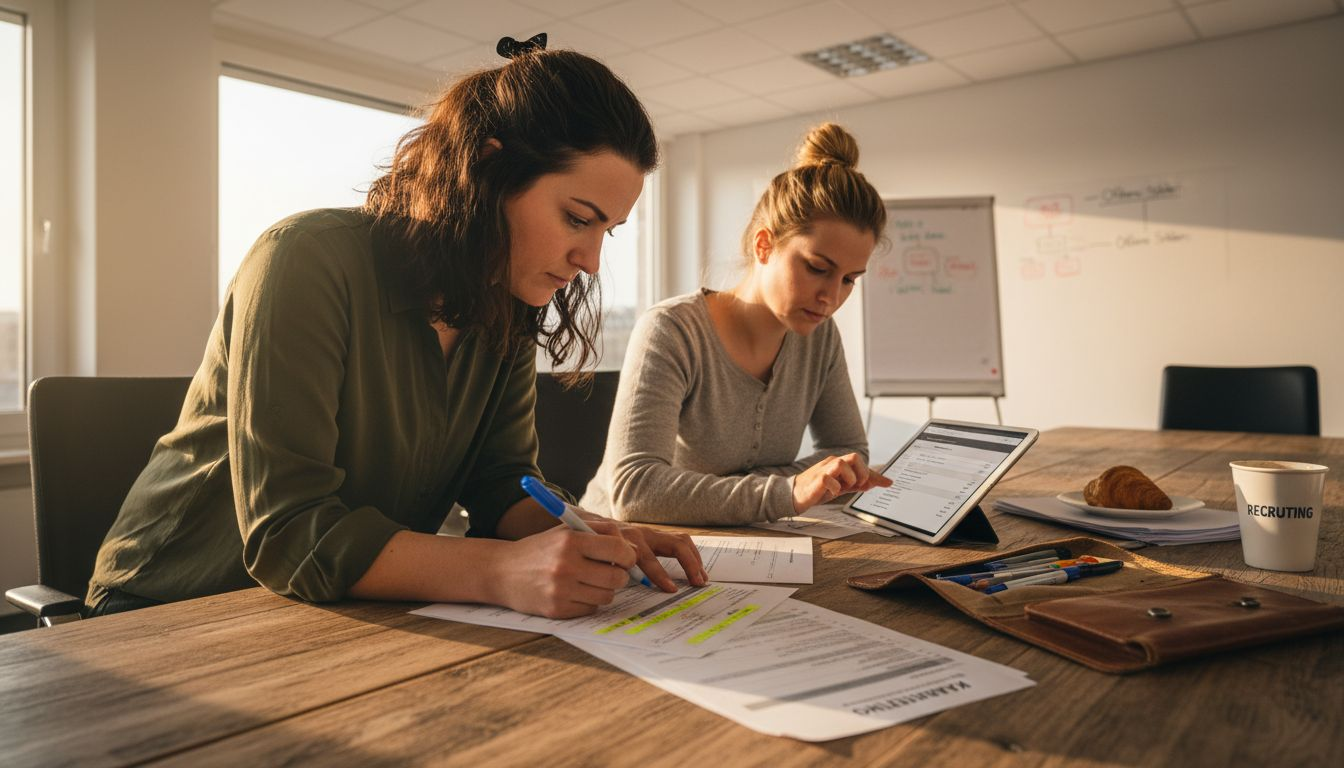 Personalverantwortliche tauschen sich gemeinsam über Bewerberprofile aus.