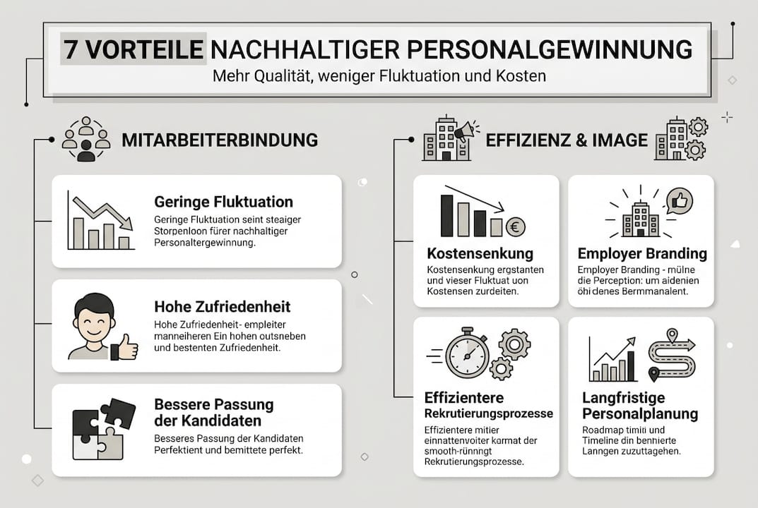 Grafik: Die wichtigsten Vorteile einer nachhaltigen Personalgewinnung auf einen Blick