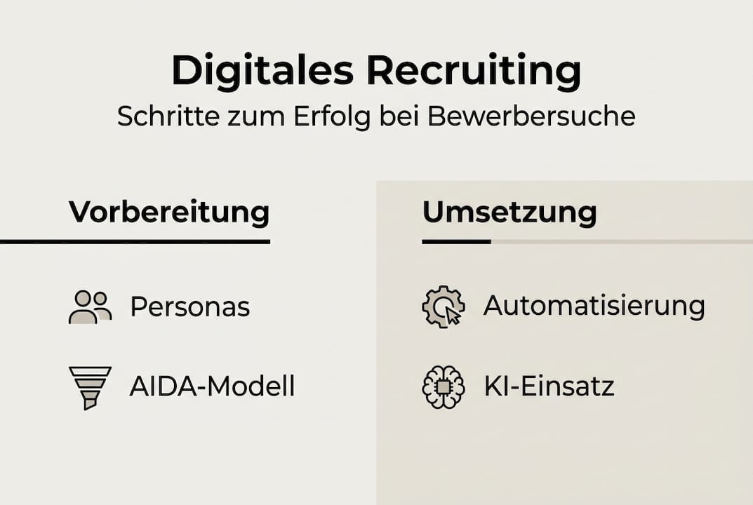Die Infografik veranschaulicht den Ablauf des digitalen Bewerbungsprozesses.