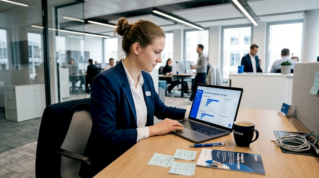 Eine Recruiterin nimmt die verschiedenen digitalen Kontaktpunkte genau unter die Lupe.
