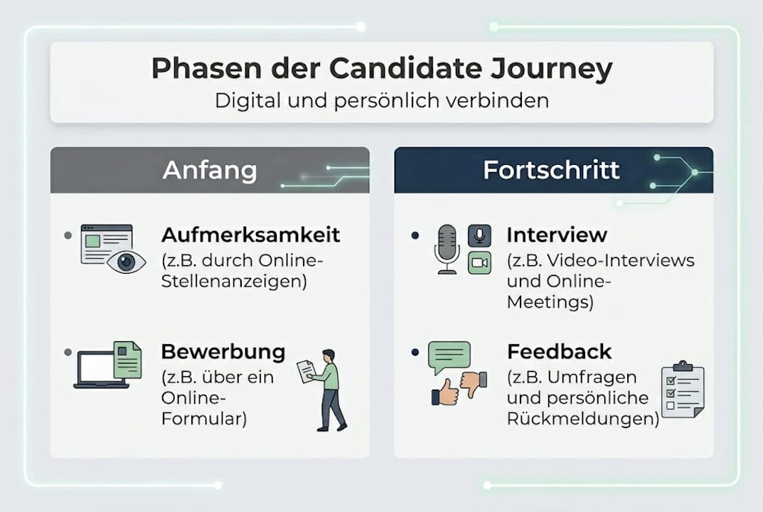 Übersicht der einzelnen Phasen der Candidate Journey als Infografik