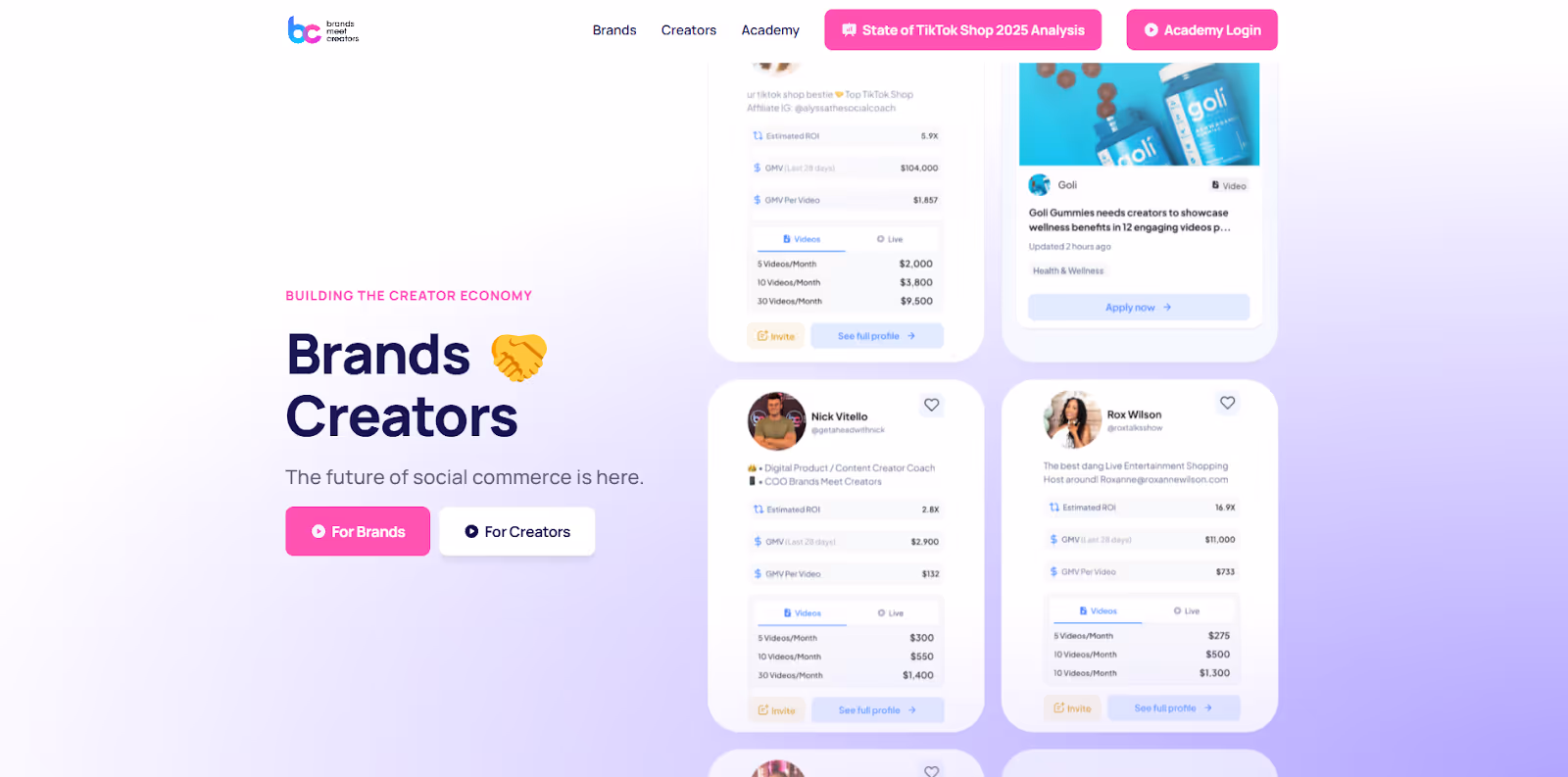 Brands Meet Creators homepage