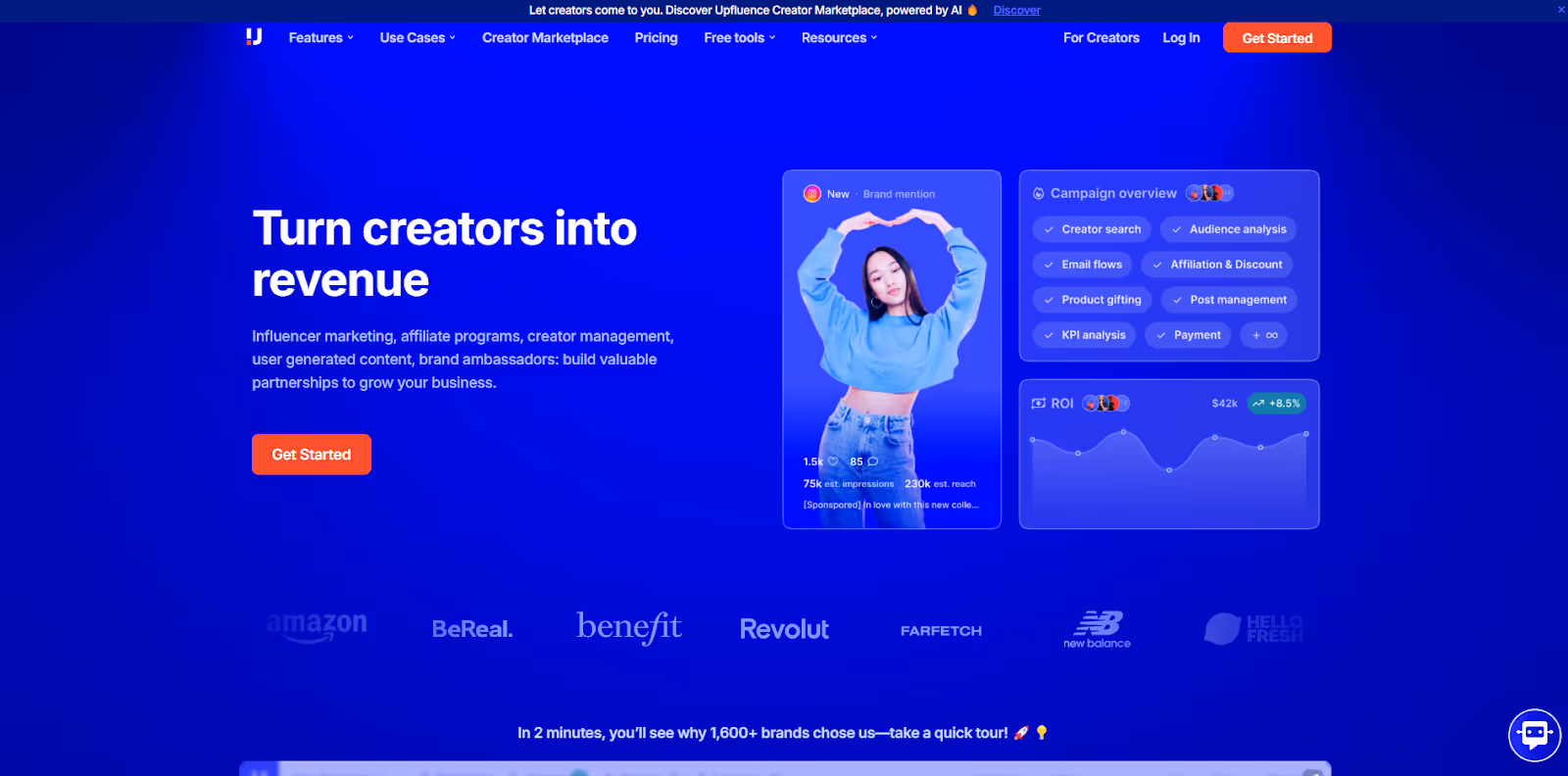 Upfluence homepage