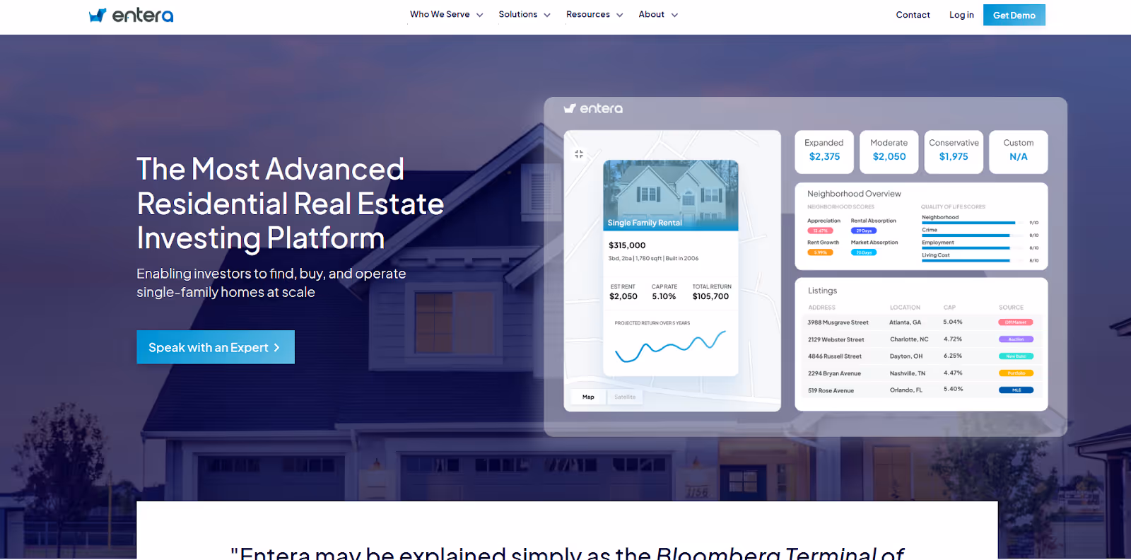Entera homepage