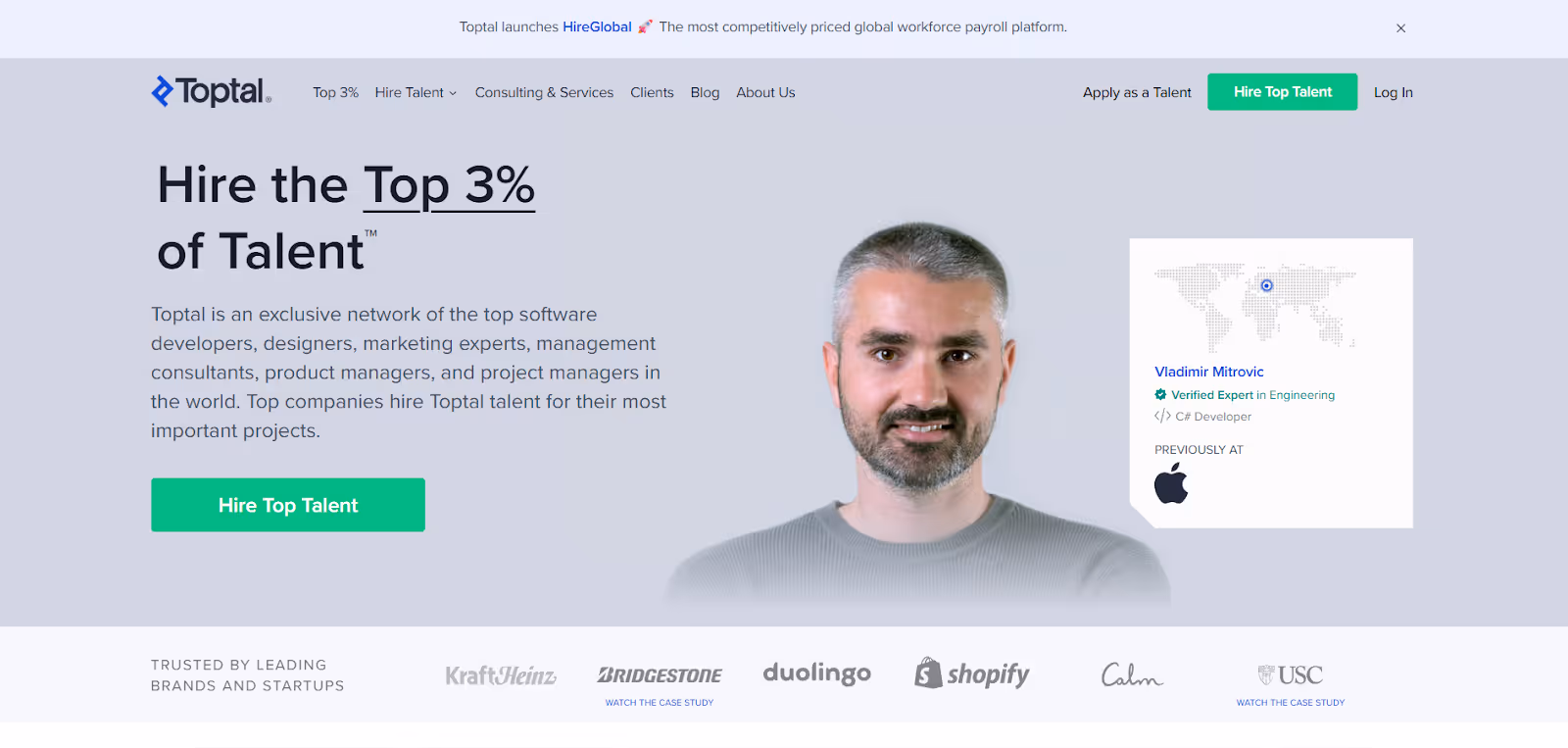 Toptal homepage