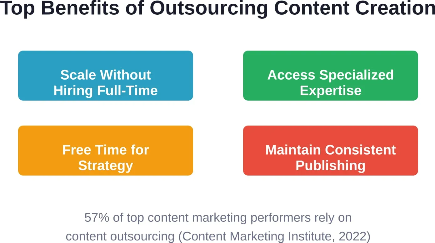 Four primary advantages that make content outsourcing strategic for growing marketing teams