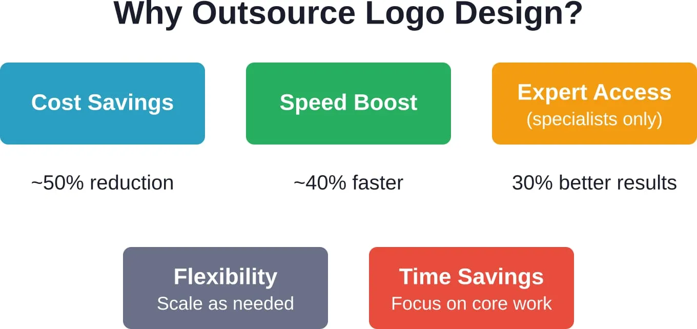 Five primary reasons businesses choose to outsource logo design work rather than hire in-house teams.