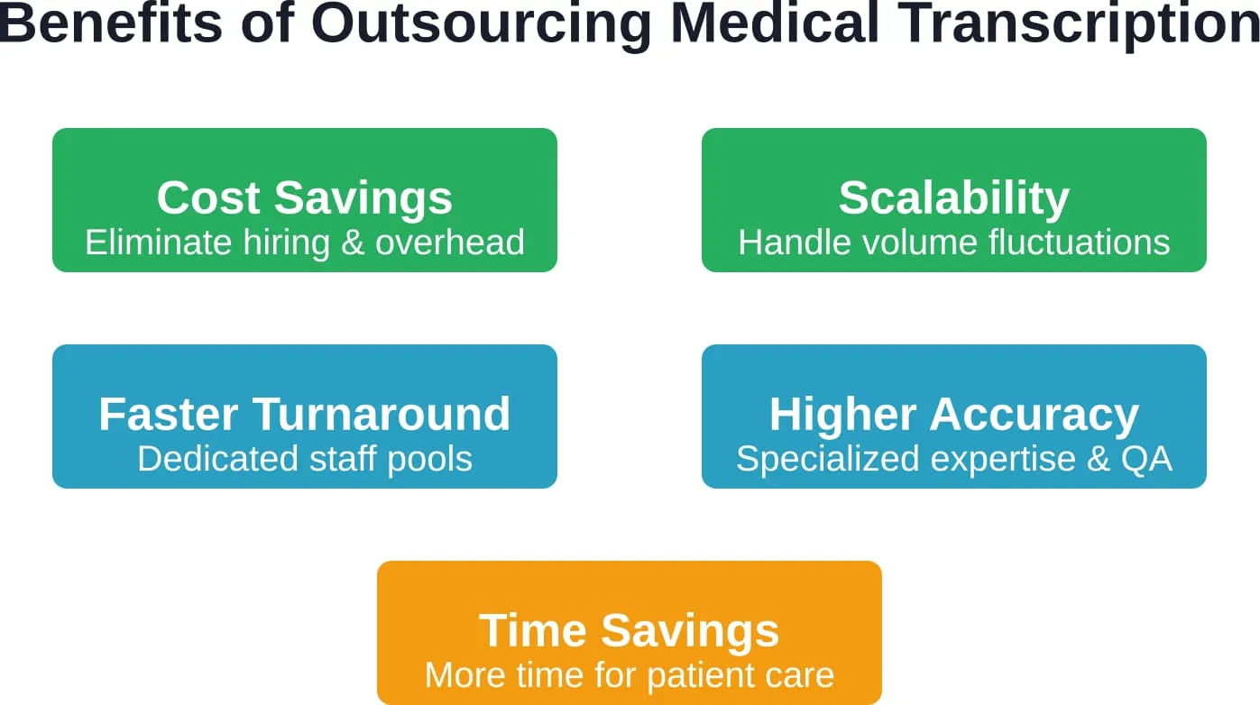 Five primary benefits driving healthcare practices toward medical transcription outsourcing